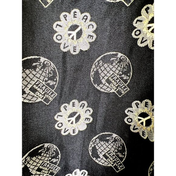 Cheap and Chic Moschino VTG Rare Mens Size 40 Black Vest Silk Earth Peace Love - Picture 10 of 16